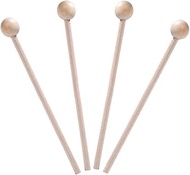 4 Pieces 7.87 Inch Length Round Head Wood Mallets Percussion Sticks Drum Stick Mallet Hammer Drum Mallet Lollipop Drum Mallet Wood Mallets Percussion Sticks for Energy Chime Xylophone Wood Block