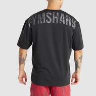 Gymshark Short-Sleeved Fitness T-Shirt Cracked Letter Printed Pure Cotton Top Sports Loose Running