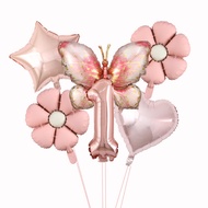 7pcs/set 0~9 Pink Gold Butterfly Number Balloon Daisy Five-pointed Star Heart-shaped Decoration Ball
