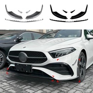 Front Spoiler Lip Splitter + Side Spoiler Corner Cover Trim For Mercedes Benz A Class W177 A180 A200