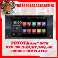 Roardmark Toyota 6.95" Inch HD Wide Screen Car 2 Double Din Player DVD VCD MP3 MP4 MP5 USB SD Blueto