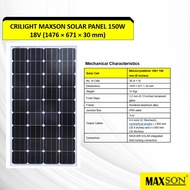 Crilight MAXSON Monocystalline Type Solar Panel Sistem Solar Pagar Elektrik Kebun (150W/18V)