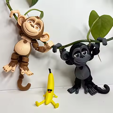 A Funny Monkey Statue, Multi-color 3D Printed Animal Set Ornament for Desk, Easter Perfect Holiday G