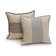 Lace & Embroidery Blanket Stitches Embroidery Cushion Cover 45x45cm (Soft Blue/Black)