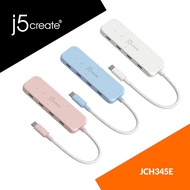 J5CREATE JCH345E Eco-Friendly USB-C® to 4-Port Type-C Gen 2 Hub | WHITE / CYAN / ROSE