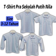 NCH T-Shirt Putih Pra Sekolah Baju Putih Sukan Budak Uniform Putih Kolar Kanak-Kanak Lengan Pendek Panjang