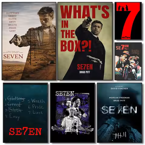 Movies Se7en Posters Brad Pitt Classic Crime Film Prints Canvas Painting Se7en Wall Art Pictures Hom