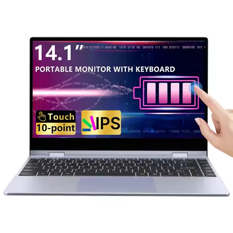 Dopesplay Laptop Screen Extender 14inch Portable Monitor Keyboard Built-in 5000mAh Battery Touchscre