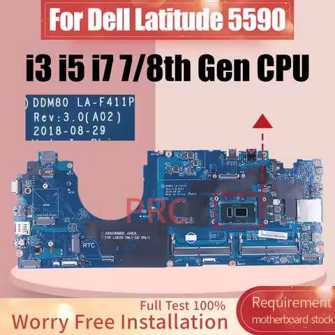For DELL Latitude 5590 Laptop Motherboard LA-F411P i3 i5 i7 7/8th 0H2087 01RFXJ 07VT54 018JMR Notebo