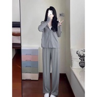 baju perempuan 1 set one set women 2025 Sut kelabu pelindung matahari sutera ais musim panas untuk l