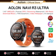 GPS Swimming Aolon Navi R3 Ultra Smart Watch GPS 46mm AMOLED 60Hz 3ATM Waterproof Music Bluetooth TW