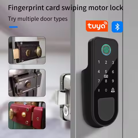 Bluetooth Tuya App Fingerprint Smart Door Lock Gate Password RFID Card Rim Bolt Lock Electronic Door