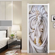 【SA wallpaper】 European Style 3D Embossed Statue Door Sticker Self-Adhesive Waterproof Mural Wallpaper Living Room Hotel Decor Wall Sticker 3 D