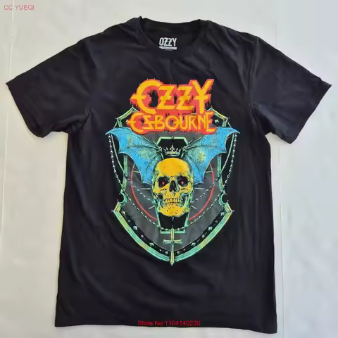 Ozzy Osborne Skull w Bat Wings Black T Shirt Men s Size Small vintage Washed Comfortable Soft homme 