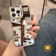 Cartoon Bear Mirror Phone Case For OPPO A5 A5X A2M A3X A3 A2X A2 Pro A98 A80 A79 A59 A16K A16E A1X A