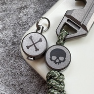 CNEDC Pirate Skull DIY Titanium Alloy EDC Paracord Pendant Knife Beads Outdoor Tools