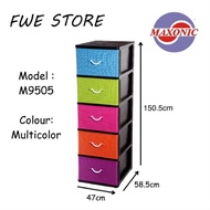 Maxonic 5 Tier Plastic Drawer / Cabinet / Storage Cabinet Multi Color M9505
