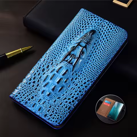 For Honor 80 90 100 200 300 400 Pro Lite Ultra Smart SE GT Crocodile Head Pattern Genuine Leather Wa