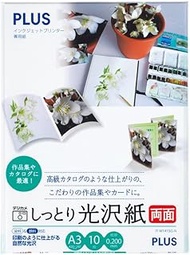 Plus IT-W141SG-N 46-047 Inkjet Paper, Moisturizing Glossy Paper, Double-Sided, A3 Size