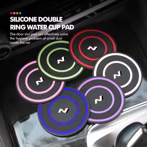 2pcs Car Water Cup Pad Mat For Bottle Holder Coaster Auto For Hyundai N Line Tuscon NX4 I20 I30 I10 