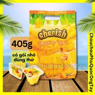Cherish Pudding Jelly 405g Full 4 Mango, Aromatic, Custard, Coconut (Real Fruit) - Lai Phu Jelly