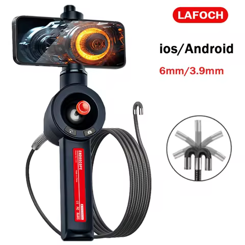 3.9mm/6.2mm 720° Articulating Borescope Endoscope Camera with Light, Endoscope with Android/iOS Phon