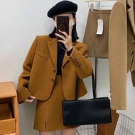 Suit with Skirt and Blazer Woolen Cloth Outfit Mini 2023 Womens Short 2 Sets Two Piece Set for Women Long Sleeve Summer Office