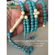 TASBIH FIRUS BIRU STONE + TULANG UNTA (EGYPT) SIZE 8mm--MURAH‼️