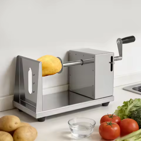 Potato Spiral Cutter Manual Potato Twister Tornado Potato Slicer Full Stainless Steel Anti-Slip Rubb