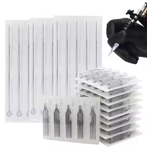 20/50/100Pcs 3RL 5RL 7RL 9RL 11RL Tattoo Needles with 3/5/7/9/11RT Gray Disposable Tattoo Tips Tatto