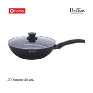 Srithai Pintinox Model POWER Deep Chinese Wok + Glass Lid 28 Cm.