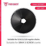 PASS QUEST 3mm offset Chainring For SRAM 3NAILS Crankset GRAVEL/ROAD Narrow Wide Chainring 40-56T
