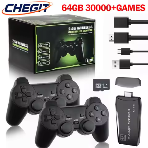 M8 64GB Built-in 3/40000+ Retro Games Console with 4K TV Game Stick Wireless Gamepads, Supports 18+ 