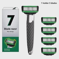 D'HALUSA New Manual Razor For Men 7-Layer Blade Shaving Knife Stainless Steel Blades No Skin Damage 