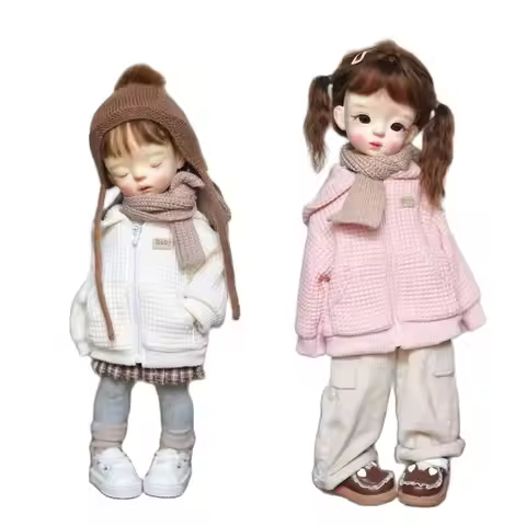 2Sizes 1/6BJD Clothes Big Fish Zipper Hooded Jacket Yosd Waffle Coat (Fit Blyth, OB22, Big Fish, Pul