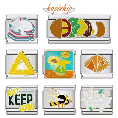 Hapiship 2023 Fashion Charm Italian Links Flower Flower Bee Tent Fit 9mm Bracelet Stainless Steel Ma