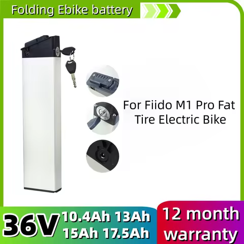Folding Bike Battery 36V 10.4Ah 13Ah 15Ah 17.5Ah DCH006 LIthium-ion Battery for Fiido M1 Pro Fat Tir