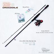 "Bộ cần câu lure đứng carbon Crocodile máy câu Deukio FS3000 tặng bộ mồi câu B29-đứng "