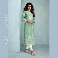 {**ส่งฟรี**} SMALL INDIA 🌺 Pure Rayon Viscose Lukhanawi Stitch Kurti ชุดเซ็ทเสื้อกางเกง 🌺 Women Kurt