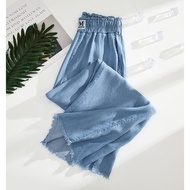 brown jeans seluar kargo perempuan Seluar jeans Tencel 300jin yang lebih besar, seluar kasual, pingg