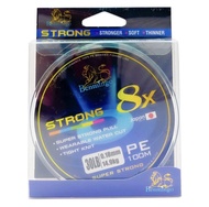 สาย PE Strong X8 มีหลายสี 20-200 lbs ถัก 8 ยาวม้วนละ 100 เมตร สายPE สายตกปลา อุปกรณ์ตกปลา