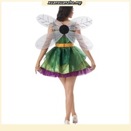 MYLITTLELASS Adullt Woman Enchanted Forest Fairy Costume Green Leaf Dress with Purple Tutu & Wings