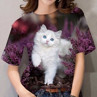Summer T-Shirt Women 3D Printing Cute Cat Fashion Tee New Harajuku Animal T-Shirt Short Sleeve Overs