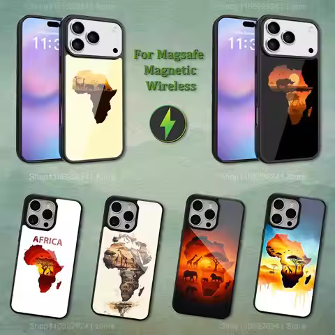 Africa Map Art Phone Case For iPhone 13,12,11,16,15,17,14,Pro,Max,Plus,Mini, For Magsafe,Magnetic Wi