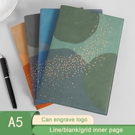 (Can Engrave Logo) A5 soft leather study notebook, meeting minutes pad, business journal, student di