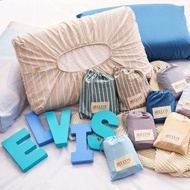 【ELVIS愛菲斯】旅行戶外用品-精梳純棉隨行枕頭套 2入組(含旅行環保袋)