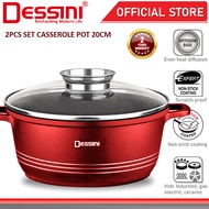 DESSINI ITALY 20CM Casserole Die Cast Aluminium Induction Non Stick Pot Bowl Pan Cookware Tool with 