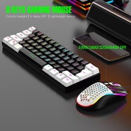 61-key keyboard & mouse combo: RGB-lit 61-key keyboard + illuminated honeycomb mouse.