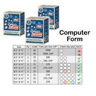 Sonoform Computer Form (1ply 2ply 3ply 4ply) W/P/Y W/P/Y/B| A4 (9.5"x11") 270 300 500 1000 Fans /NCR