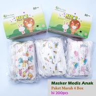 MASKER MEDIS ANAK KARAKTER PAKET 3 PLY PAKET MURAH 4 BOX ISI 200 PCS MASKER EARLOOP ANAK MURAH ANAK 